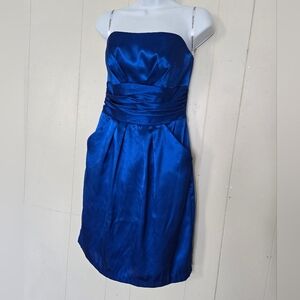 David's Bridal Strapless Dress in Deep Blue-Size 4